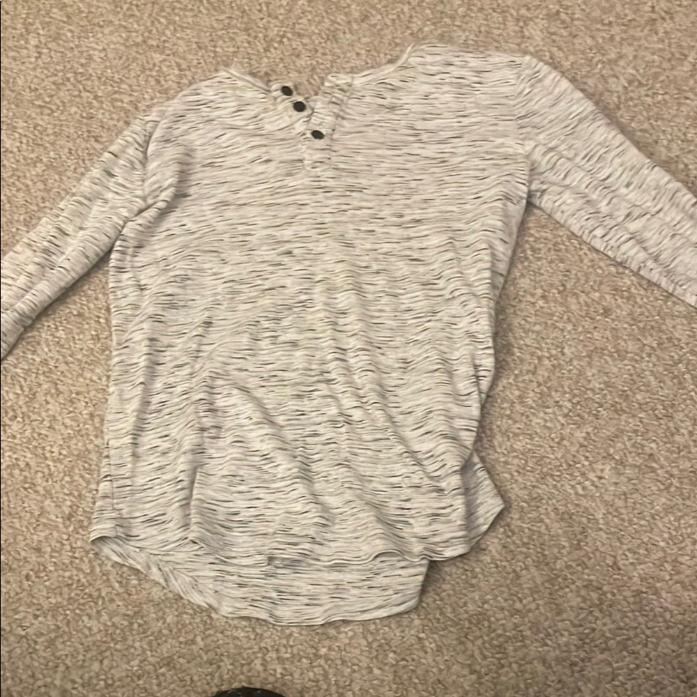 Sunday Gray Long Sleeve Sweatshirt with Mandarin Collar